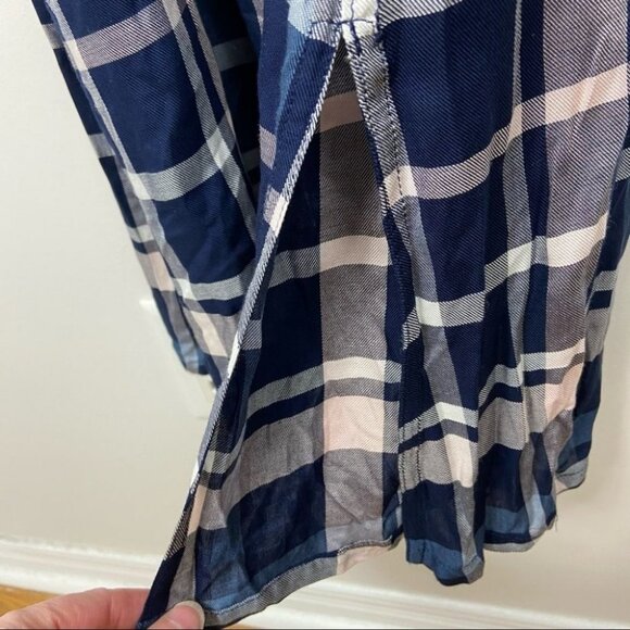 NWT Maison Jules Plaid Cold-Shoulder Midi Dress Blue Size Small New With Tags S - Picture 13 of 16